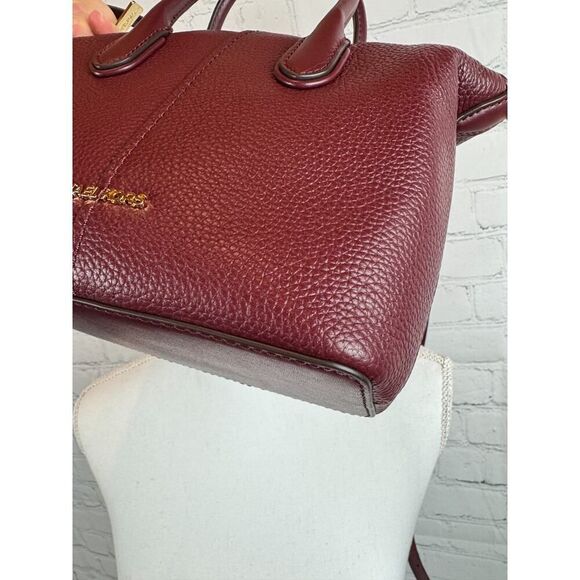 MICHAEL KORS Hyde oxblood color small pebbled leather satchel handbag NEW - Picture 10 of 13